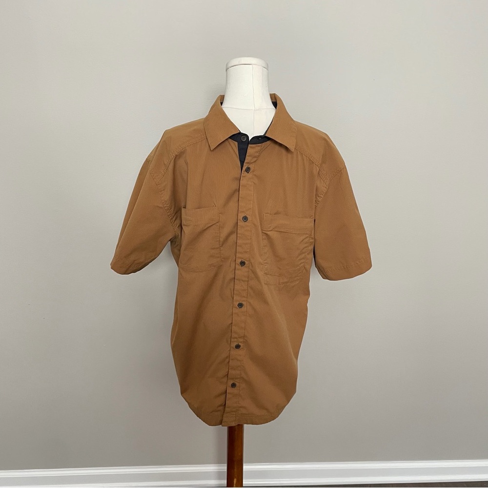 Mountain Hardwear Shirt Short Sleeve Quick Dry Travel Hiking Gorpcore Rust Brown